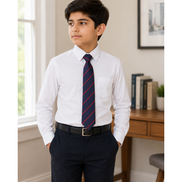 Navy Blue School Tie with Red Stripes
