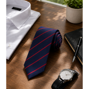 Navy Blue School Tie with Red Stripes