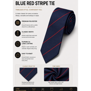 Navy Blue School Tie with Red Stripes