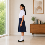 Navy Blue Pleated School Uniform Skirt