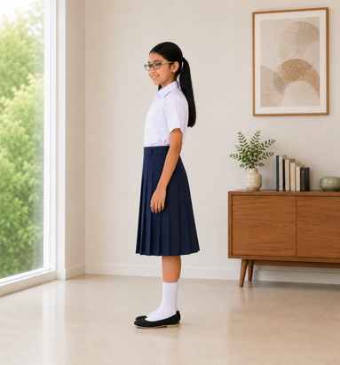 Navy Blue Pleated School Uniform Skirt