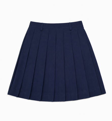 Navy Blue Pleated School Uniform Skirt