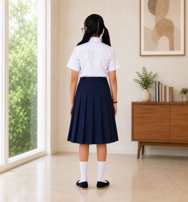 Navy Blue Pleated School Uniform Skirt