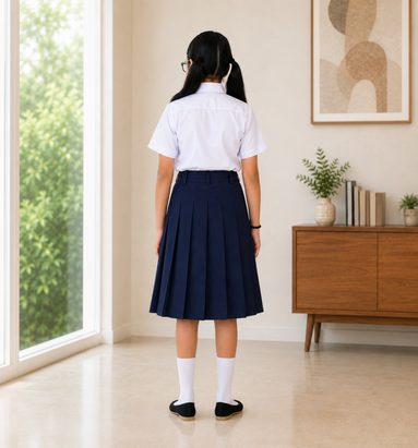 Navy Blue Pleated School Uniform Skirt