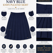 Navy Blue Pleated School Uniform Skirt