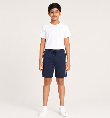 Boys Knit Shorts with Piping