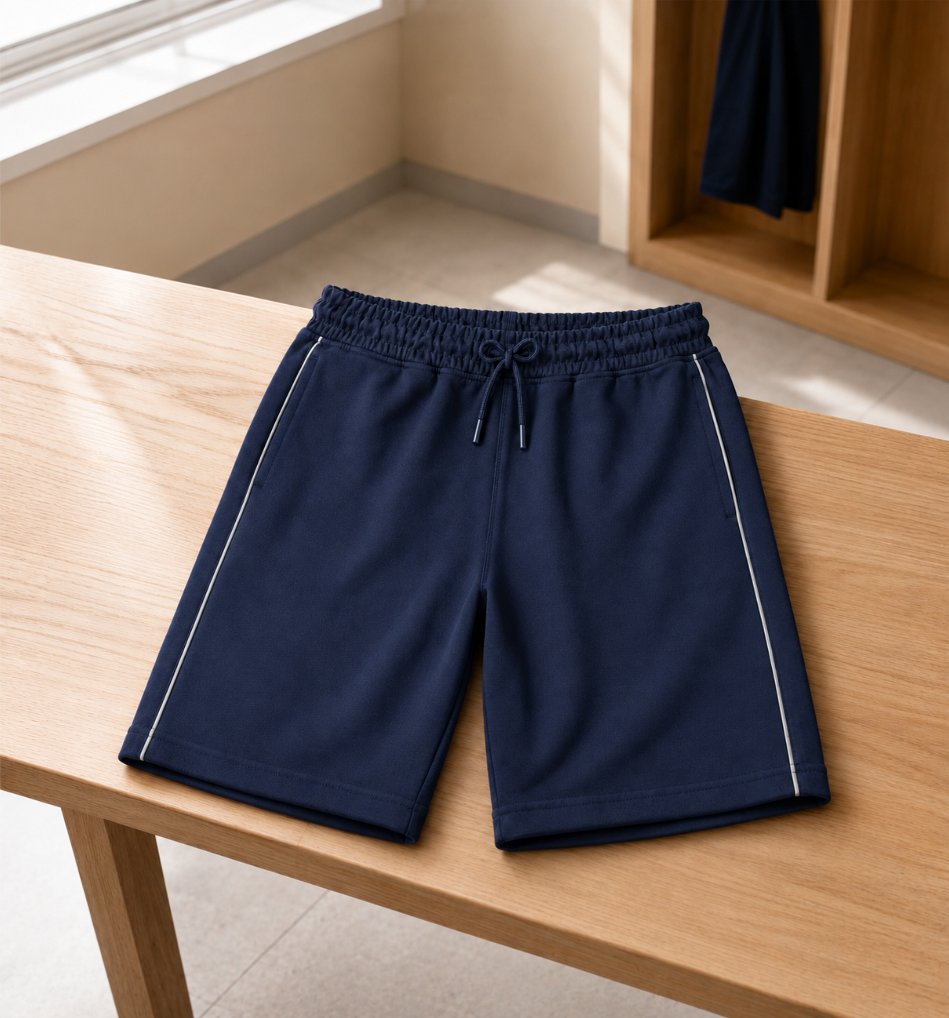 Boys Knit Shorts with Piping