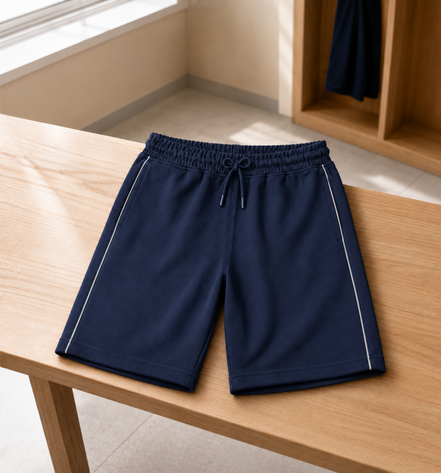 Boys Knit Shorts with Piping