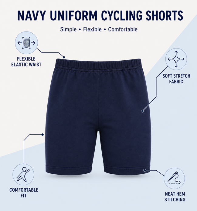 Navy Blue Uniform Cycling Shorts