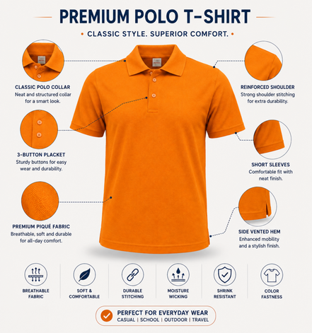 Orange Polo Uniform T-Shirt