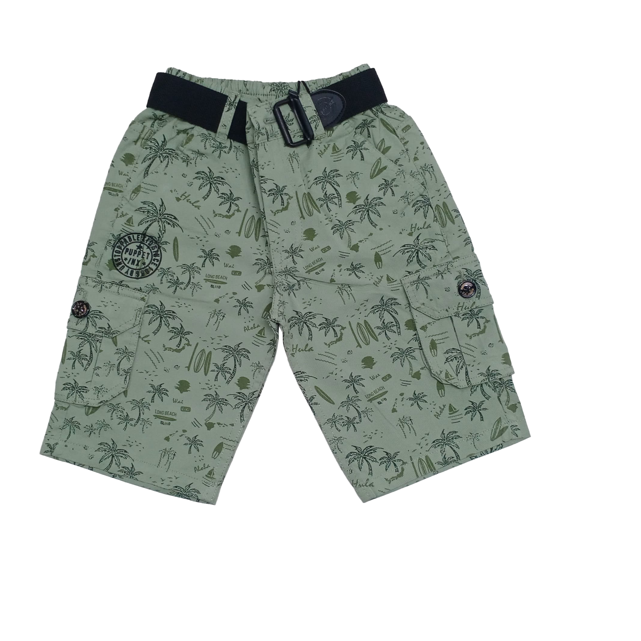 Printed Cargo Bermuda Shorts - Loose Fit Cotton Twill with Multiple Pockets