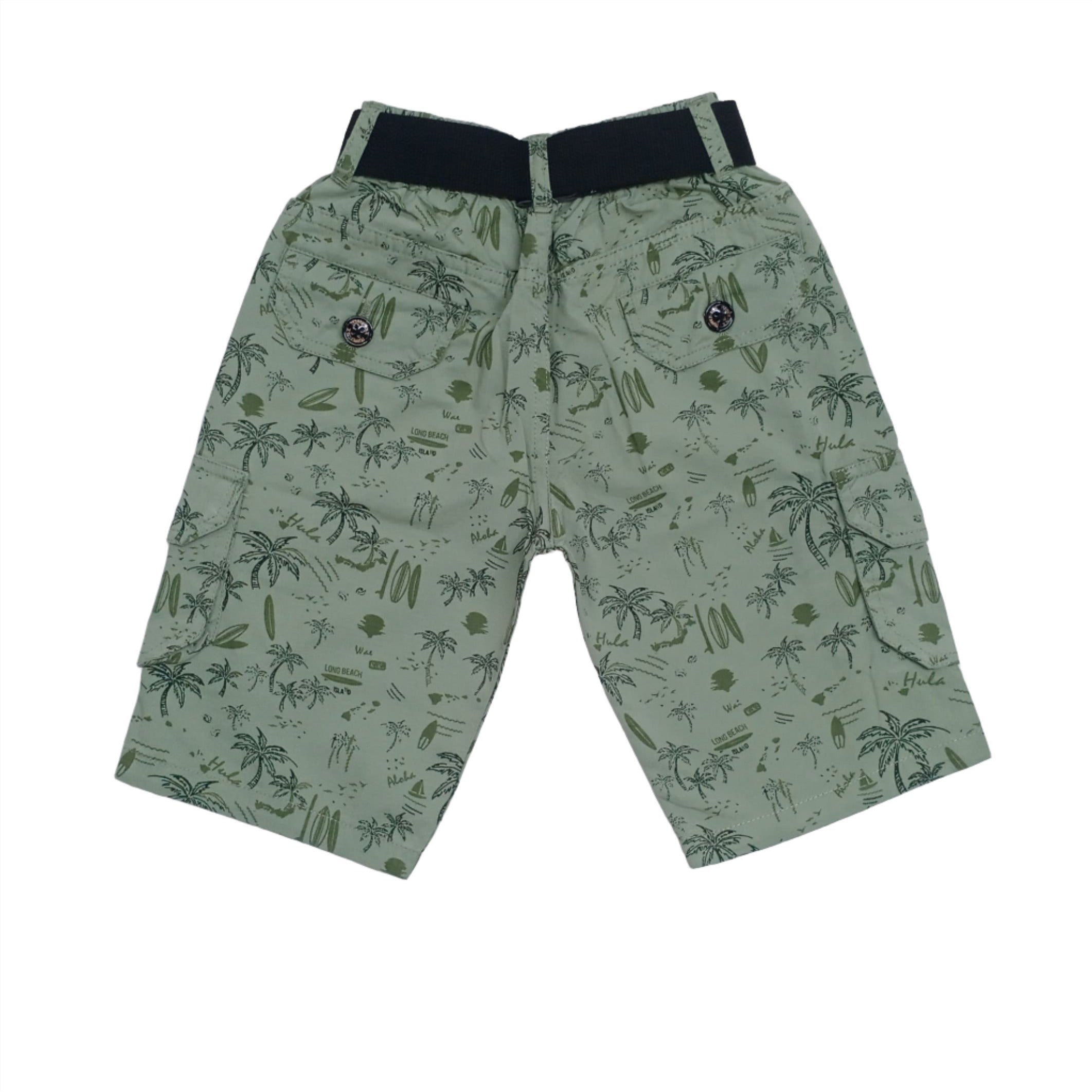 Printed Cargo Bermuda Shorts - Loose Fit Cotton Twill with Multiple Pockets