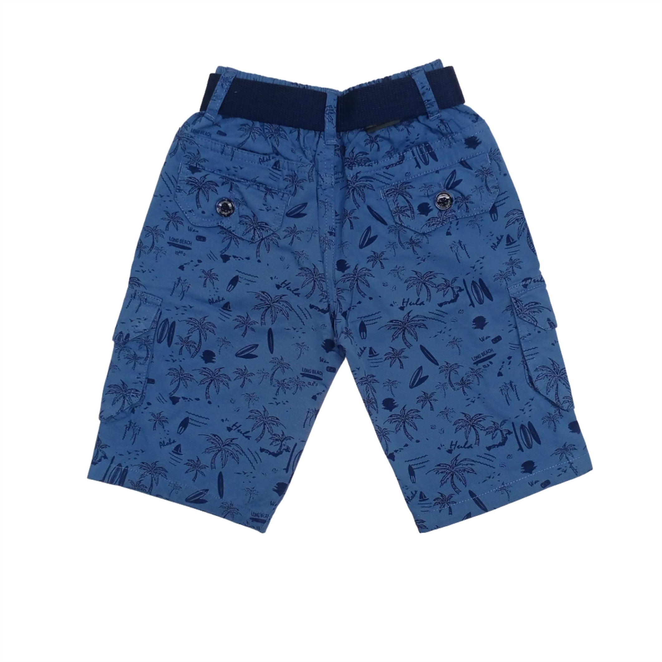 Printed Cargo Bermuda Shorts - Loose Fit Cotton Twill with Multiple Pockets