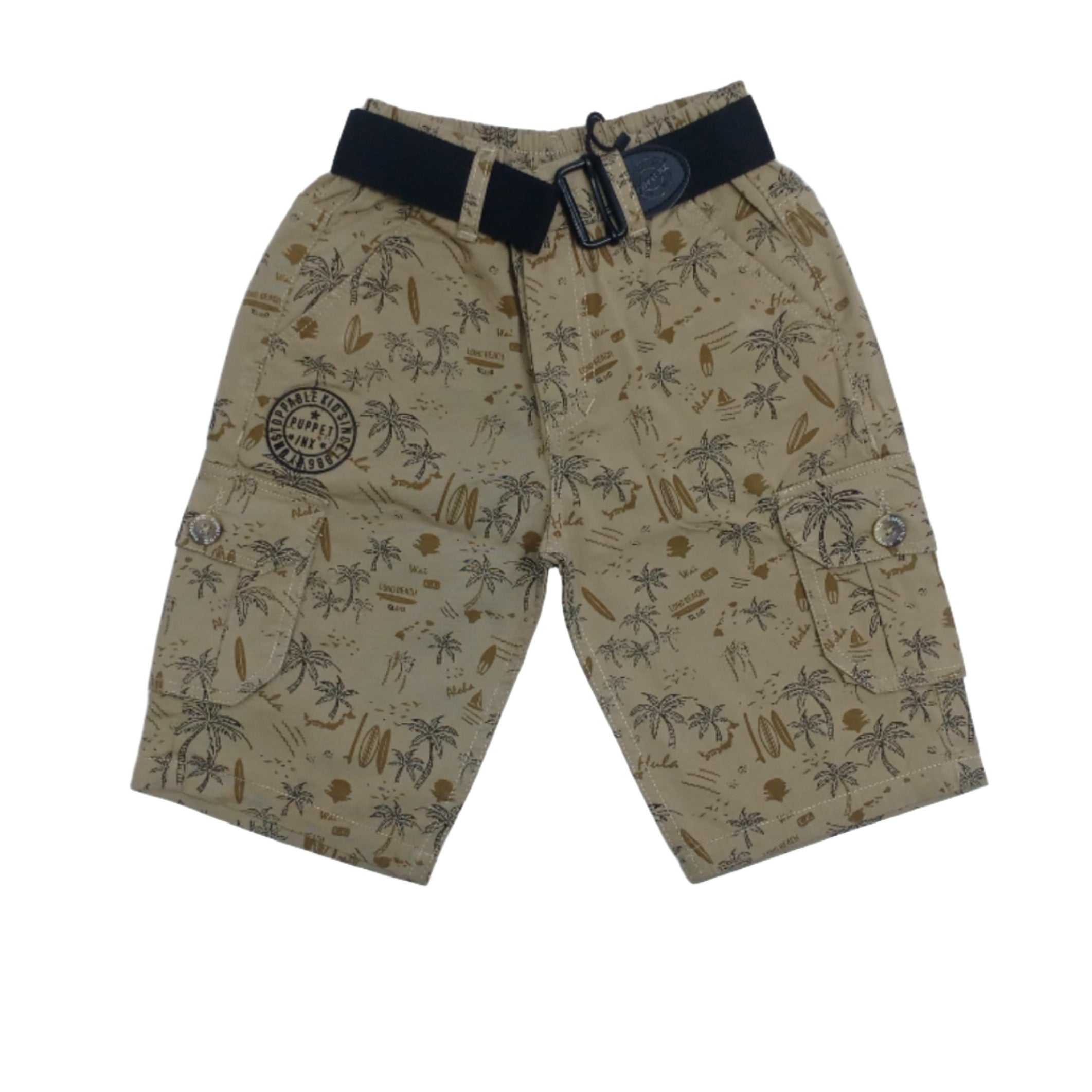 Printed Cargo Bermuda Shorts - Loose Fit Cotton Twill with Multiple Pockets