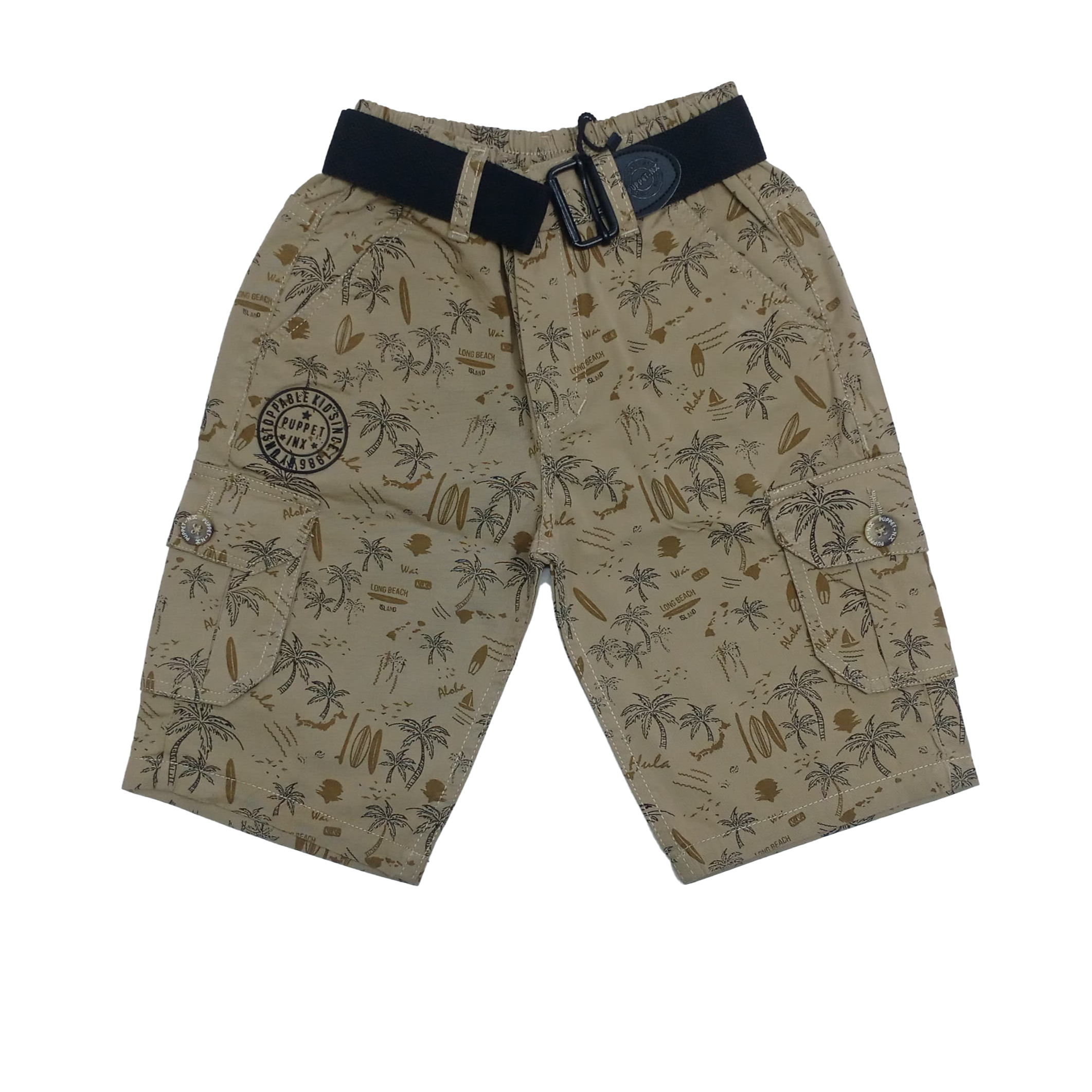 Printed Cargo Bermuda Shorts - Loose Fit Cotton Twill with Multiple Pockets