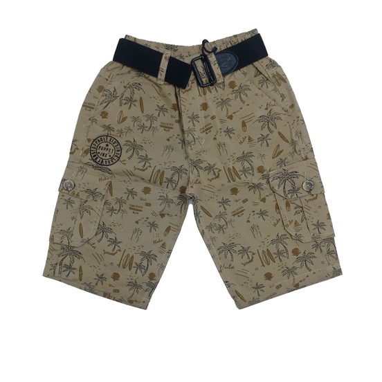 Printed Cargo Bermuda Shorts - Loose Fit Cotton Twill with Multiple Pockets