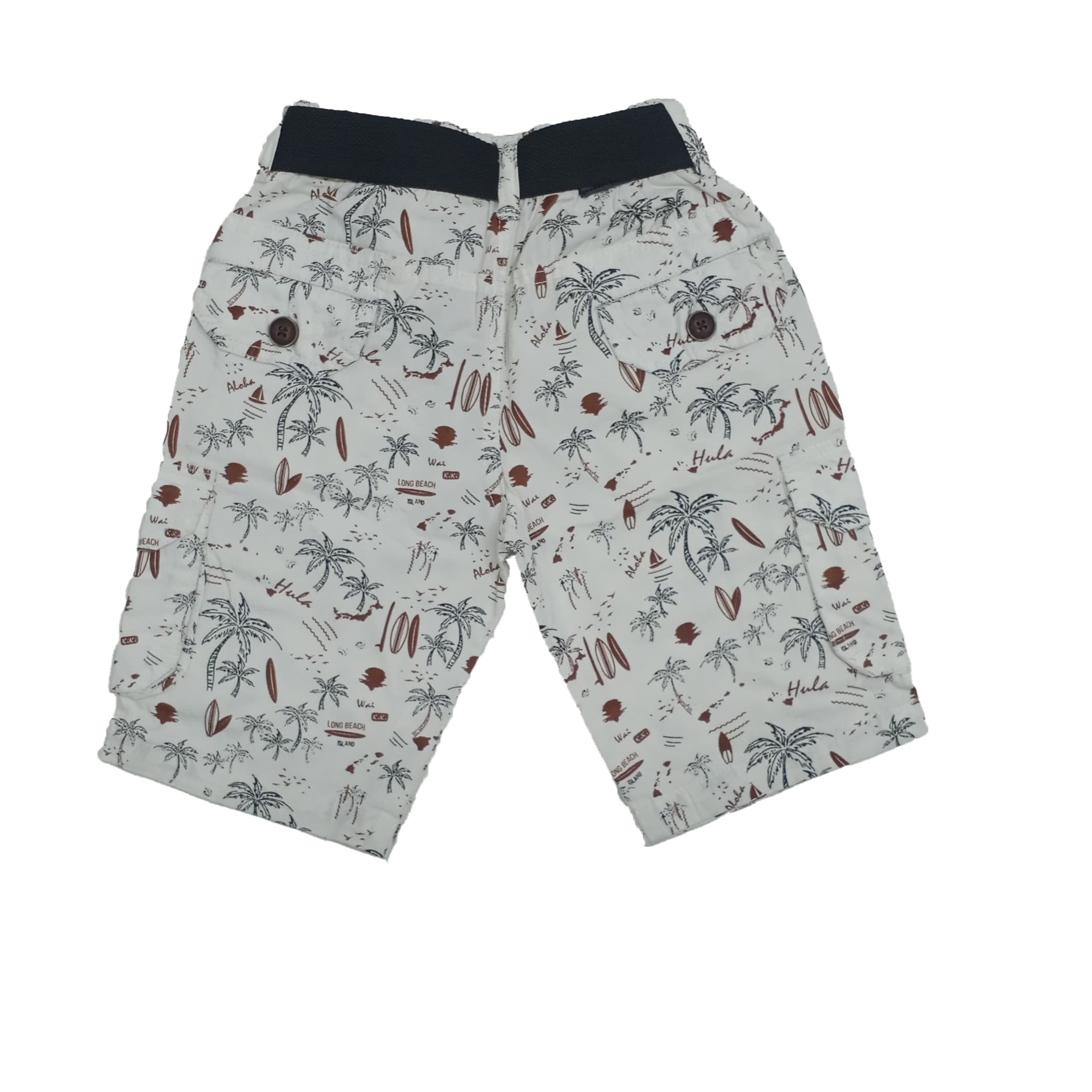 Printed Cargo Bermuda Shorts - Loose Fit Cotton Twill with Multiple Pockets