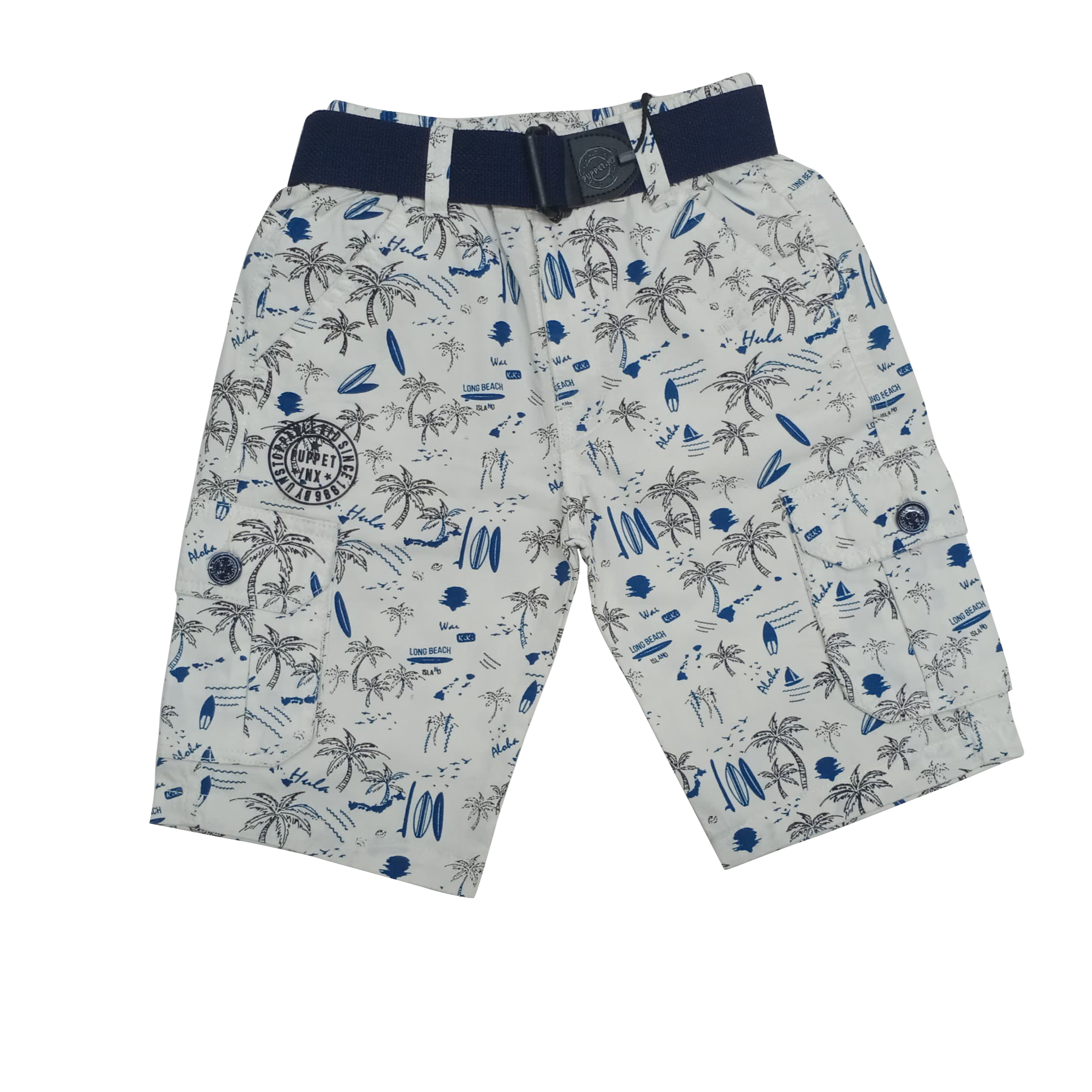 Printed Cargo Bermuda Shorts - Loose Fit Cotton Twill with Multiple Pockets