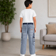 Boys’ Washed Denim Cargo Pants
