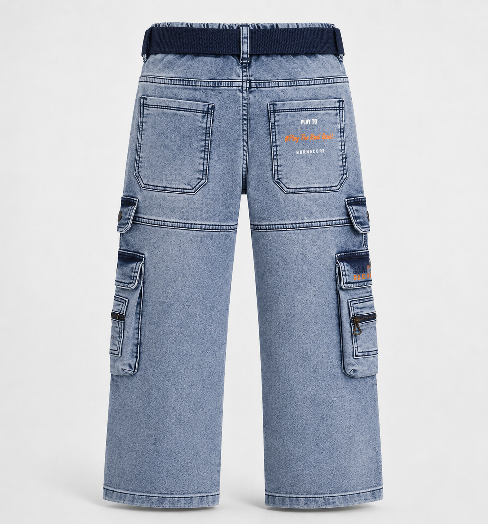 Boys’ Washed Denim Cargo Pants