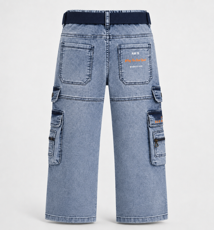 Boys’ Washed Denim Cargo Pants
