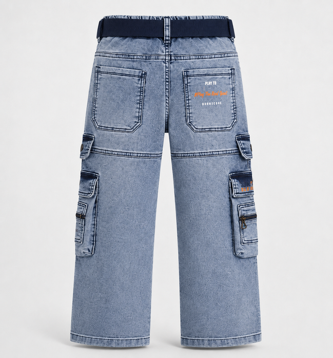 Boys’ Washed Denim Cargo Pants