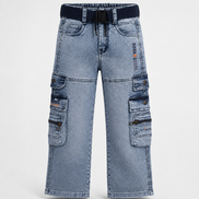 Boys’ Washed Denim Cargo Pants