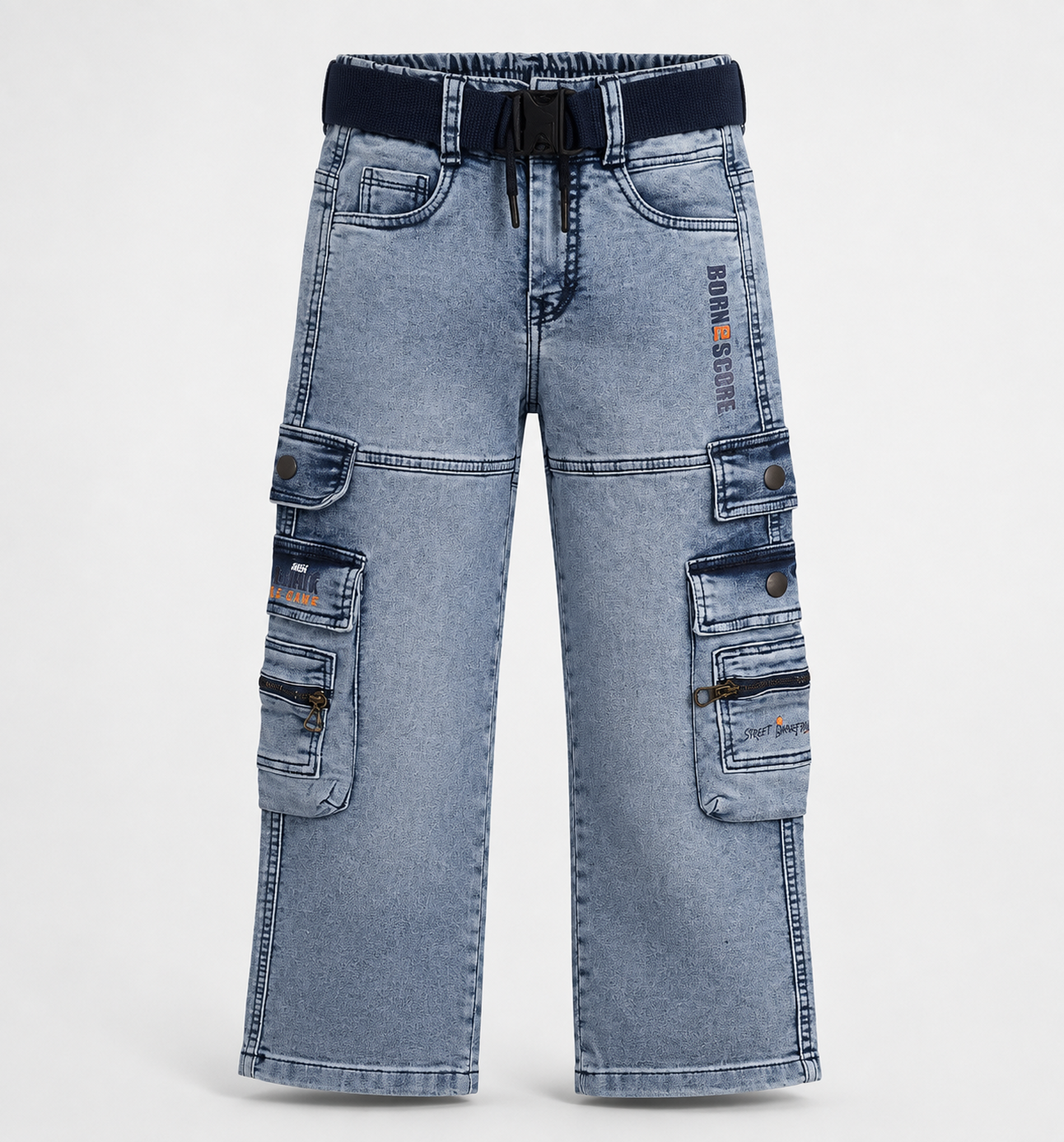 Boys’ Washed Denim Cargo Pants