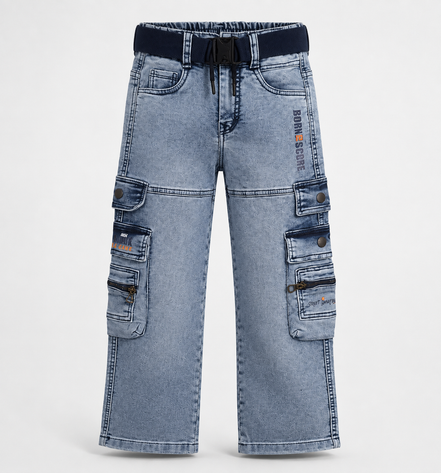Boys’ Washed Denim Cargo Pants