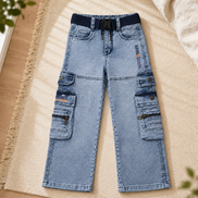Boys’ Washed Denim Cargo Pants