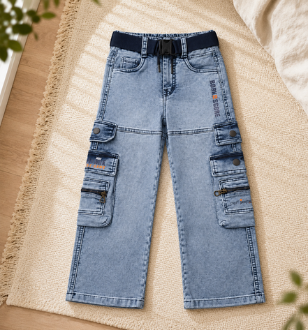 Boys’ Washed Denim Cargo Pants