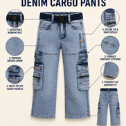 Boys’ Washed Denim Cargo Pants