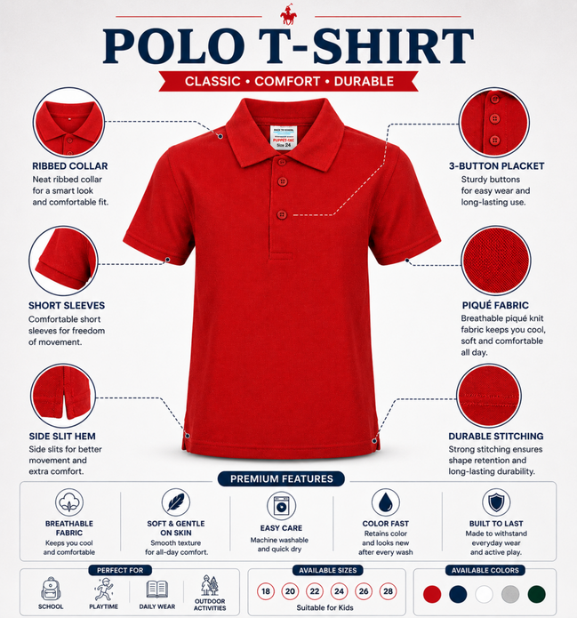 Red Polo Uniform T-Shirt