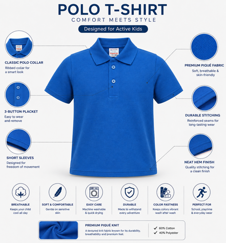 Royal Blue Polo Uniform T-Shirt