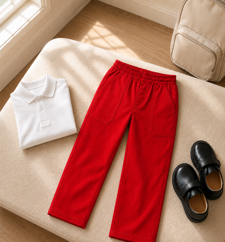 Red KG Round-Elastic Uniform Pants