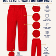 Red KG Round-Elastic Uniform Pants