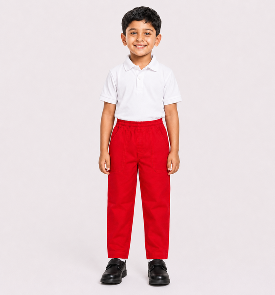 Red KG Round-Elastic Uniform Pants