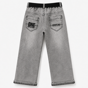 Boys’ Grey Acid-Wash Denim Pants