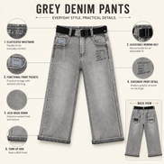 Boys’ Grey Acid-Wash Denim Pants