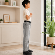Boys’ Grey Acid-Wash Denim Pants