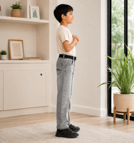 Boys’ Grey Acid-Wash Denim Pants