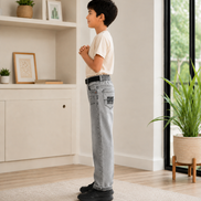 Boys’ Grey Acid-Wash Denim Pants