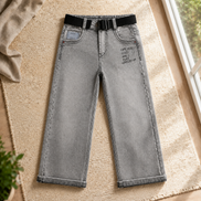 Boys’ Grey Acid-Wash Denim Pants