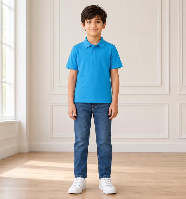 Sky Blue Polo Uniform T-Shirt