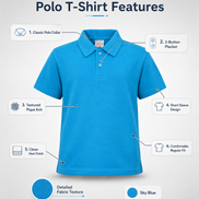 Sky Blue Polo Uniform T-Shirt