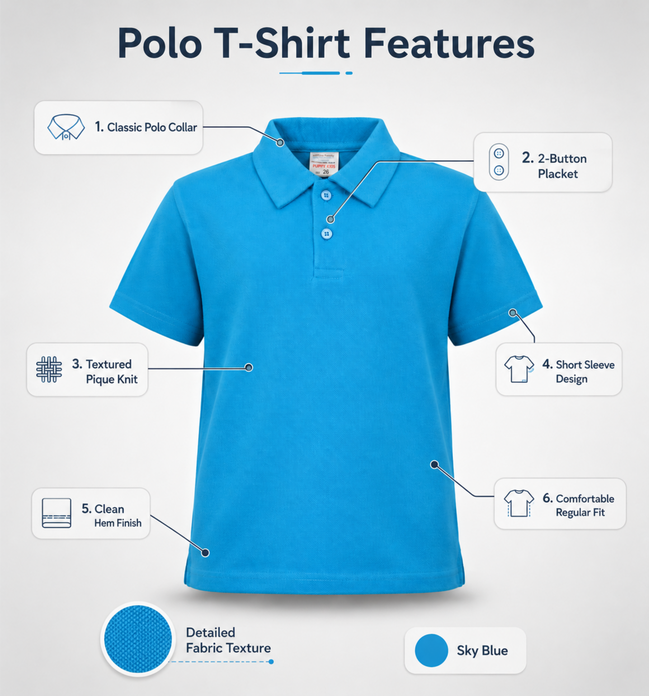 Sky Blue Polo Uniform T-Shirt