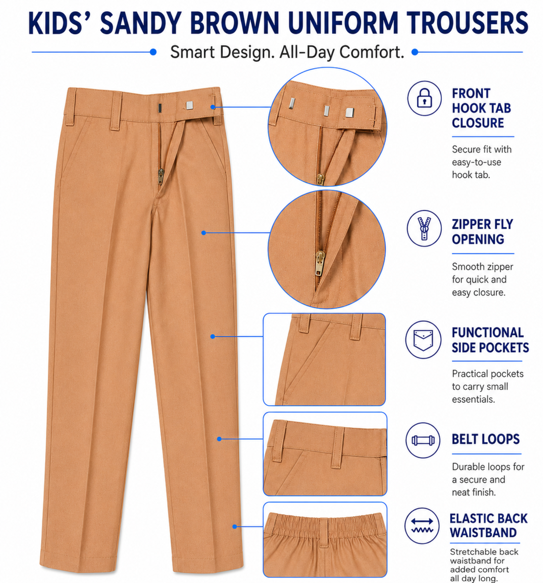 Sandy Brown School Uniform Trousers