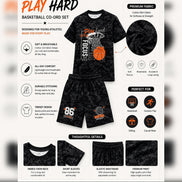 Boys Play Hard Basketball Printed Co-Ord Set