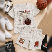 Boys Play Hard Basketball Printed Co-Ord Set