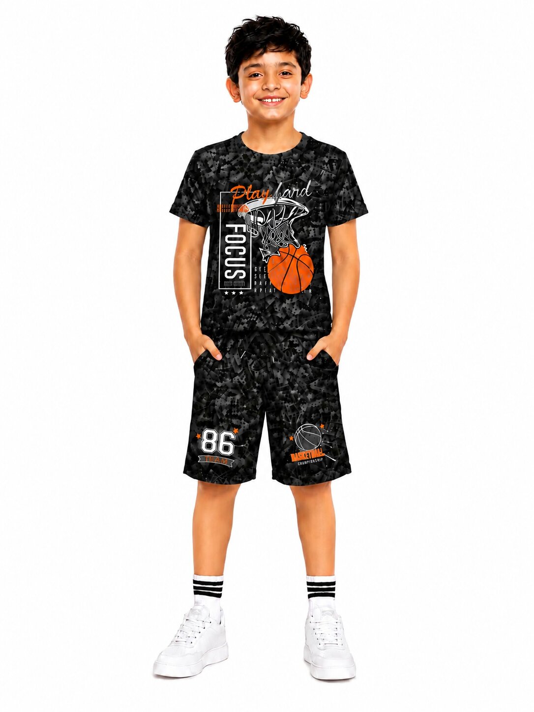 Boys Printed T-Shirt & Shorts Co-Ord Set